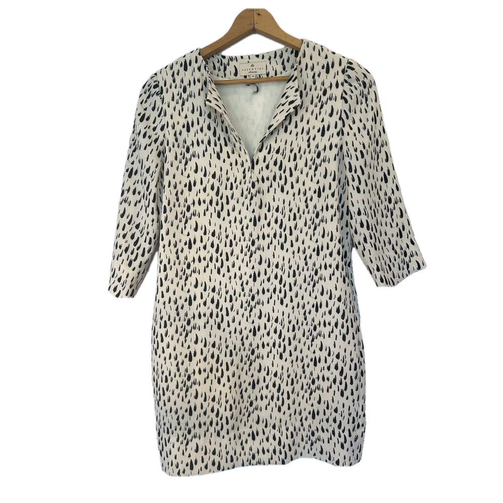 Essentiel Anrwerp Cream Black Spotted Pattern Shift 
Mini Dress Size 38 Small